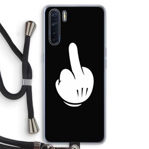Middle finger black: Oppo A91 Transparant Hoesje met koord