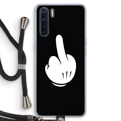 Middle finger black: Oppo A91 Transparant Hoesje met koord