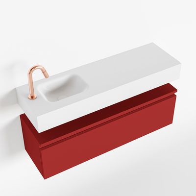 Toiletmeubel Mondiaz Andor | 100 cm | Meubelkleur Fire | Lex vrijhangend wastafel Talc Links | 1 kraangat