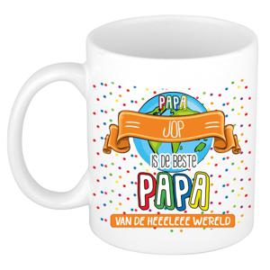 Naam mok papa Jop - wit - de beste - keramiek - 300 ml - Vaderdag/verjaardag