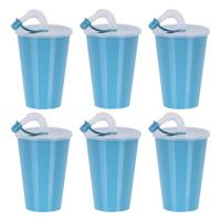 Drinkbeker met deksel en rietje - 12x - licht blauw - kunststof - 450 ml - 12 x 9 cm