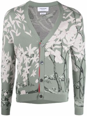 Thom Browne cardigan en intarsia à manches longues - Vert