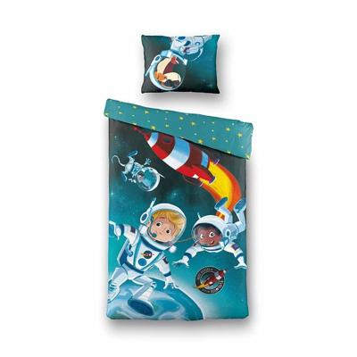 Dekbedovertrek Katoen De Kleine Astronaut Hello Earth Sterren 140x200 Cm Verkoelend Divers - Dekbed-Discounter.nl
