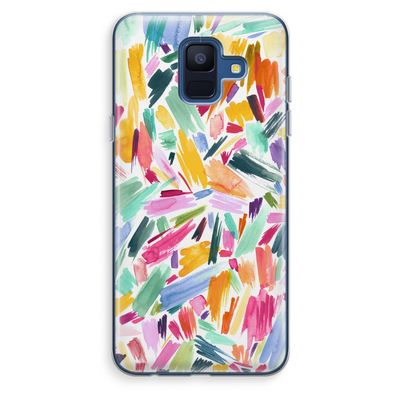 Watercolor Brushstrokes: Samsung Galaxy A6 (2018) Transparant Hoesje