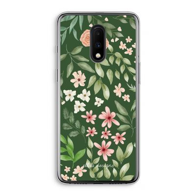 Botanical green sweet flower heaven: OnePlus 7 Transparant Hoesje