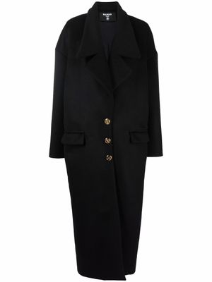 Balmain manteau en laine vierge à simple boutonnage - Noir