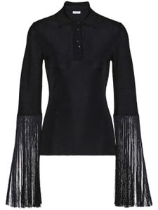 Ferragamo blouse satinée à détails de franges - Noir