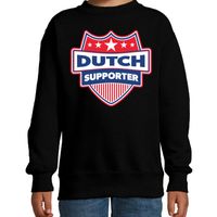 Nederland / Dutch schild supporter sweater zwart voor kinder