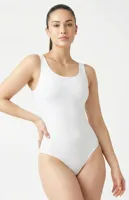 J&C string body - bodystocking - brede bandjes - Naadloze bodysuit - Voorgevormde cups - Zwart - wit