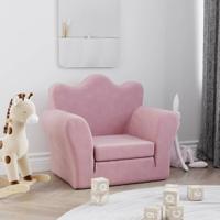 Kinderslaapbank zacht pluche roze