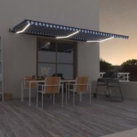 Luifel automatisch met LED en windsensor 600x300 cm blauw wit