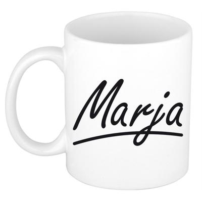 Marja Naam koffiemok - beker - met sierlijke letters - wit - 300 ml - Cadeau - Dames Marja Naam koffiemok - beker - met sierlijke letters - wit - 300 ml - Cadeau - Dames