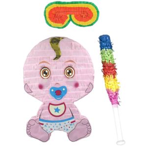 Verjaardag Pinata Babyshower van 42 x 28 cm - set met stok en masker