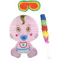 Verjaardag Pinata Babyshower van 42 x 28 cm - set met stok en masker