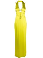 Genny robe longue à ornements en cristal - Jaune