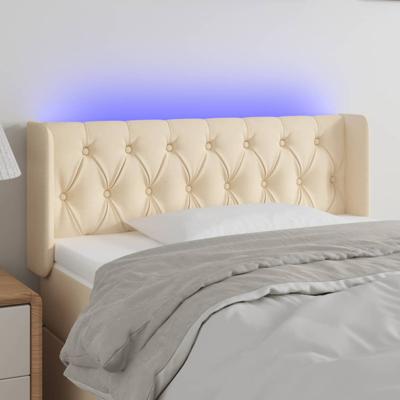 Hoofdbord LED 93x16x78/88 cm stof crèmekleurig