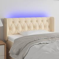 Hoofdbord LED 93x16x78/88 cm stof crèmekleurig