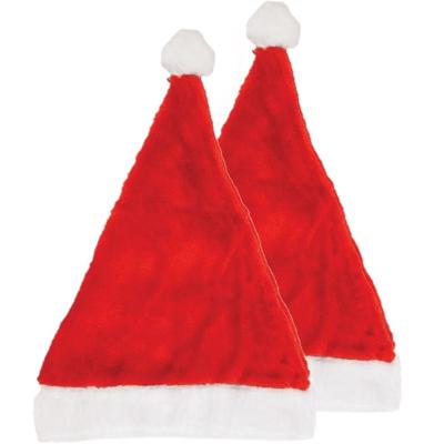 Kerstmuts - 2x - rood - voor volwassenen - budgetmuts - 29 x 42 cm - pluche