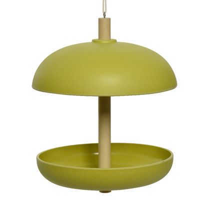 Vogel voedersilo hangend - bamboe hout - groen - 21 x 25 cm