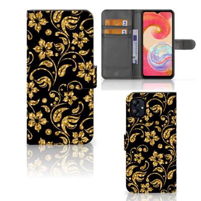 Samsung Galaxy A04e Hoesje Gouden Bloemen Samsung Galaxy A04e Hoesje Gouden Bloemen