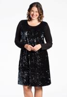 Yoek Jurk A-lijn SEQUINS | Zwart | Maat 54/56