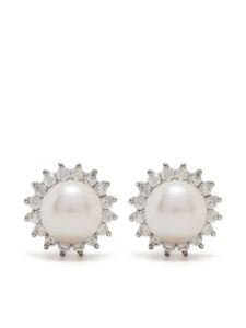 Hzmer Jewelry puces d'oreilles serties de perles - Argent