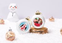 Witte keramische kerstballen - Set van 2