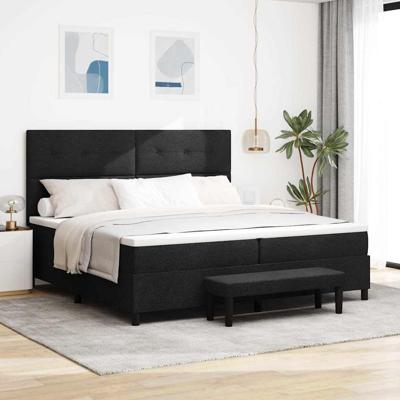 Boxspringbed met matras en bank stof zwart 200x200 cm