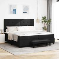 Boxspringbed met matras en bank stof zwart 200x200 cm