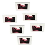 Set van 6 Durham smart inbouwspots vierkant - Wifi + Bluetooth - RGBWW - GU10 - Kantelbaar - Google Home, Amazon Alexa en Siri - IP20 voor binnen - Wit - Verzonken