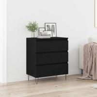 Dressoir met lade Zwart eiken 60 x 35 x 70 cm Bewerkt hout