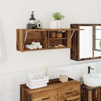 Badkamerwandkast 80x25x30 cm bewerkt hout oud houtkleurig