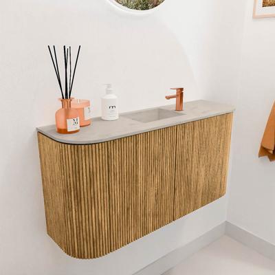 Toiletmeubel Mondiaz Joya Dlux | 83.2 cm | Meubelkleur Oak | Faye wastafel Opalo Wasbak Midden | 1 kraangat