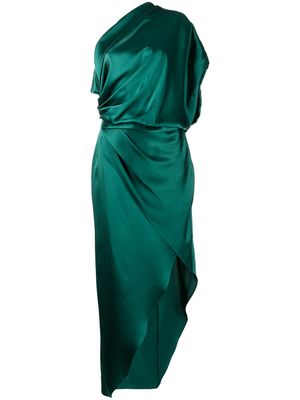 Michelle Mason robe mi-longue drapée en soie - Vert