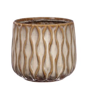 Bloempot/plantenpot Wave - zand/beige - voor kamerplant - D13 x H11 cm