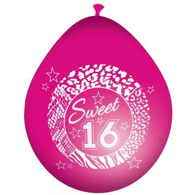 Ballonnen - 16x - roze - latex - 30 cm - sweet 16 - verjaardagsballonnen