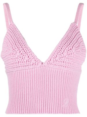 Blumarine haut en laine à col v - Rose