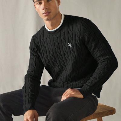 Bon&Bon Jersey de Manga Larga para Hombre en Lana Peinada Verde Negro / S