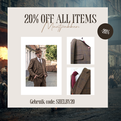 Maatpak Voor Heren | 3-delig Pak | Bruin Windowpane Tweed | Michael Gray | Peaky Blinders | Peaky Blinders