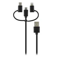Kabel USB naar Micro-USB, USB-C en Lightning T'NB Way Zwart 1 m