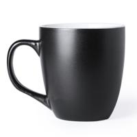 Koffie Drinkbeker/mok - zwart - 440 ml - Keramiek - Koffie mokken/bekers voor onbijt en lunch
