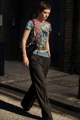 Bedrukte T-shirt katten - RED - M