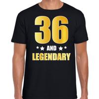 36 and legendary verjaardag cadeau t-shirt - zwart - gouden letters - heren - 36 jaar geworden