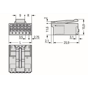 WAGO 2091-1525/020-000 Male behuizing (kabel) Inhoud: 100 stuk(s)