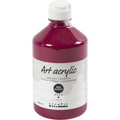 Creativ Company Acryl verf, semi-glanzend, semi-transparant, donkerrood, 500 ml/ 1 fles
