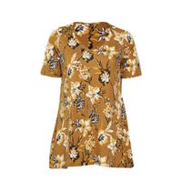 Paprika gebloemd T-shirt oker/geel/zwart - thumbnail