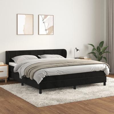 Boxspring met matras fluweel zwart 160x200 cm