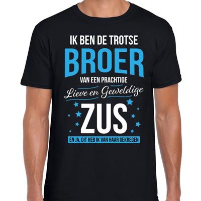 Trotse broer en zus - cadeau - t-shirt - zwart - voor heren