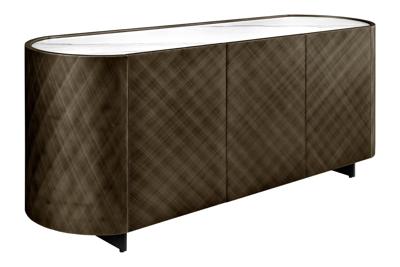 Dressoir REFLECTION 150cm 3D effect brons met keramisch marmeren blad wit - 46502