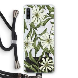 Wit bloemenpatroon: Samsung Galaxy A70 Transparant Hoesje met koord